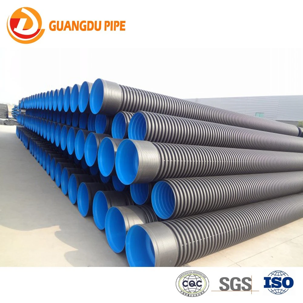 HDPE double wall corrugated pipe DN200-DN800 corrugated plastic drain pipe